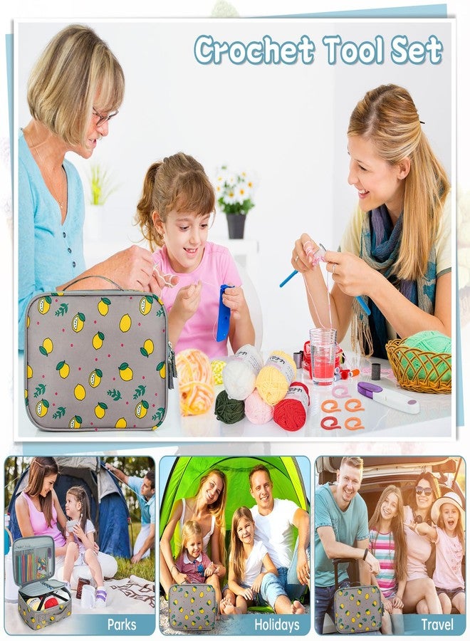 GMAK Crochet Kit for Beginners Adults Kids, 59 PCS Crochet Sets Include Yarn, Crochet Hooks and Tools, Portable Crochet Starter Kit for Making Variety Projects Crochet Supplies, Gray Lemon - Image 4